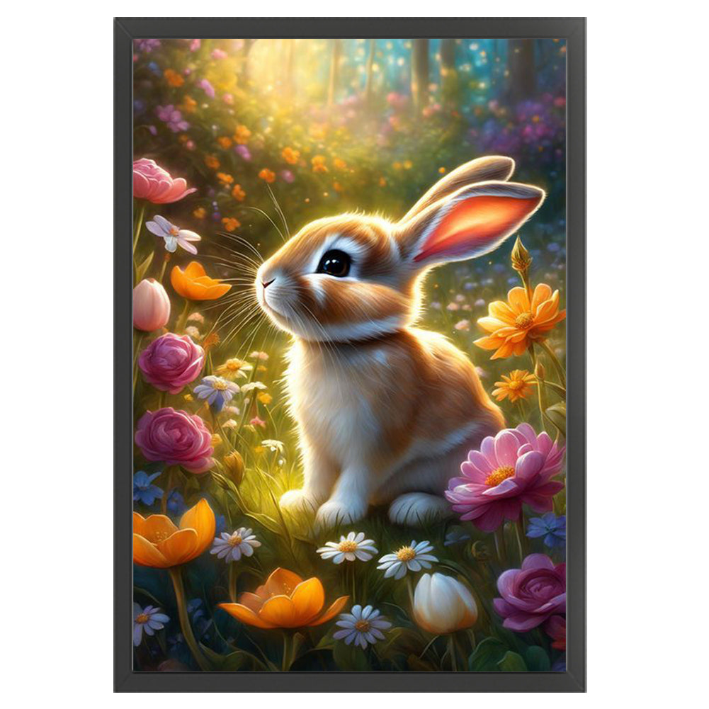 Rabbit In Flowers - 14CT Stamped Cross Stitch 35*50CM