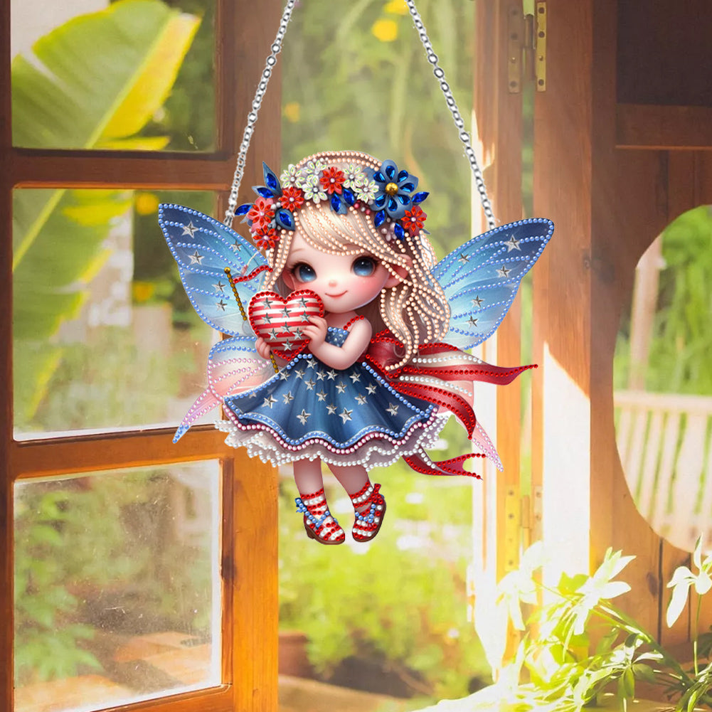 Single-Side Fairy Diamond Art Hanging Pendant for Home Wall Decor (Fairy Heart)