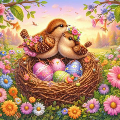 Birds And Easter Eggs - 18CT Stamped Cross Stitch 40*40CM