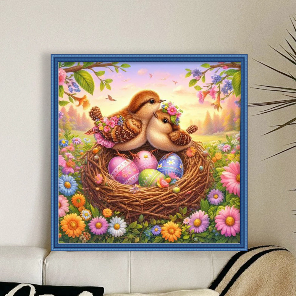 Birds And Easter Eggs - 18CT Stamped Cross Stitch 40*40CM