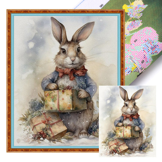 Bunny Gift - 14CT Stamped Cross Stitch 40*50CM