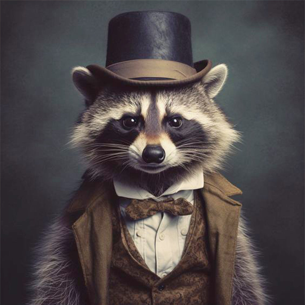 Raccoon Wearing A Gift - 11CT Stamped Cross Stitch 40*40CM