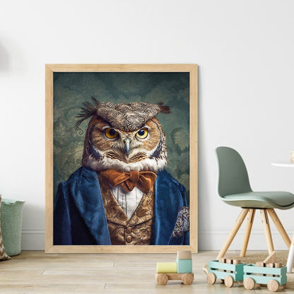 Owl Wearing A Gift - 11CT Stamped Cross Stitch 40*50CM