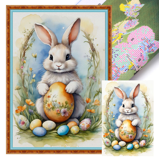 Rabbit And Easter Egg - 11CT Stamped Cross Stitch 40*60CM