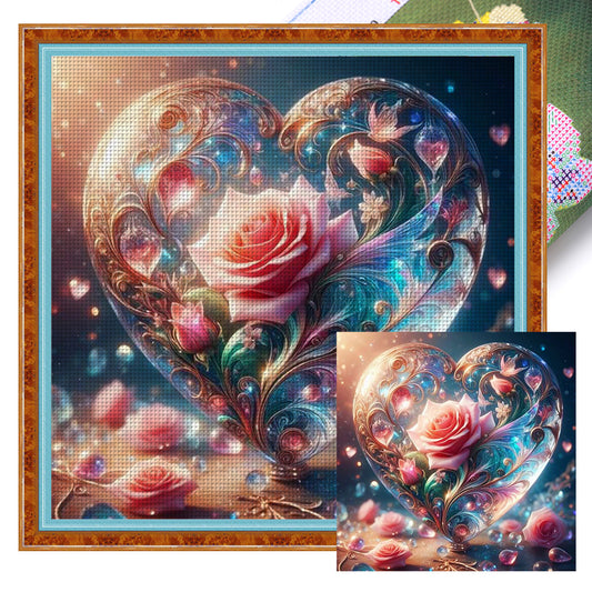 Love Rose Landscape - 11CT Stamped Cross Stitch 50*50CM
