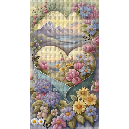 Love Rose Landscape - 11CT Stamped Cross Stitch 40*70CM