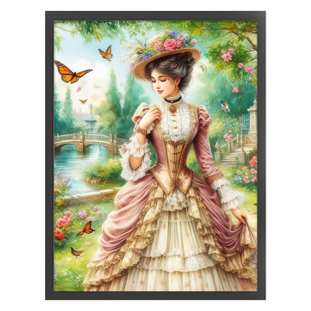 Retro Lady Woman - 11CT Stamped Cross Stitch 50*65CM