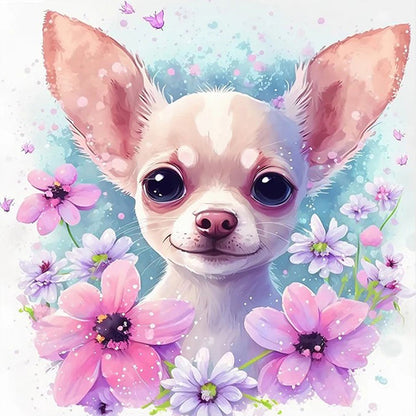 Flowers Chihuahua - 11CT Stamped Cross Stitch 40*40CM