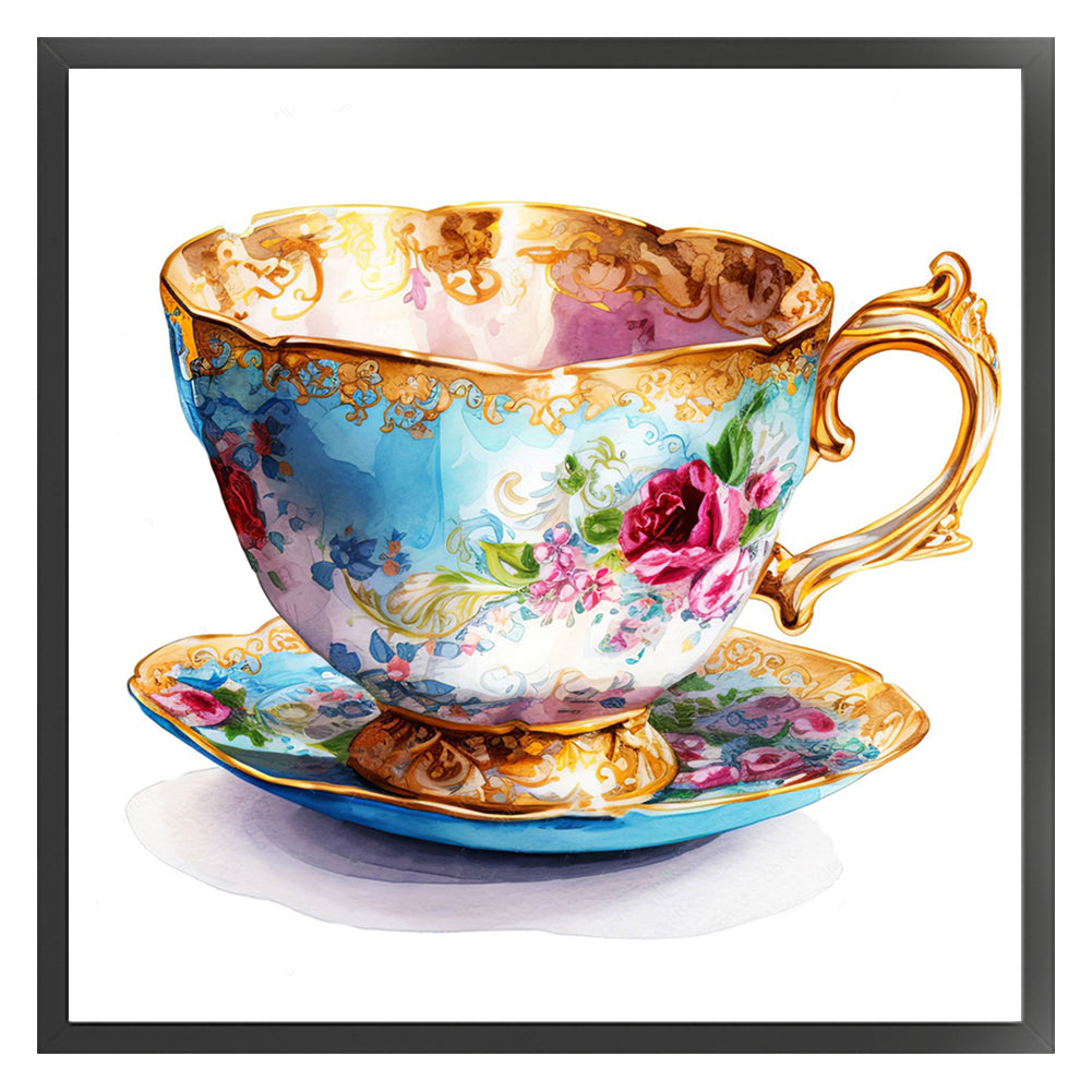 Flower Tea Cup - 14CT Stamped Cross Stitch 40*40CM