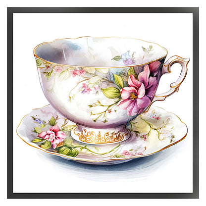 Flower Tea Cup - 14CT Stamped Cross Stitch 40*40CM