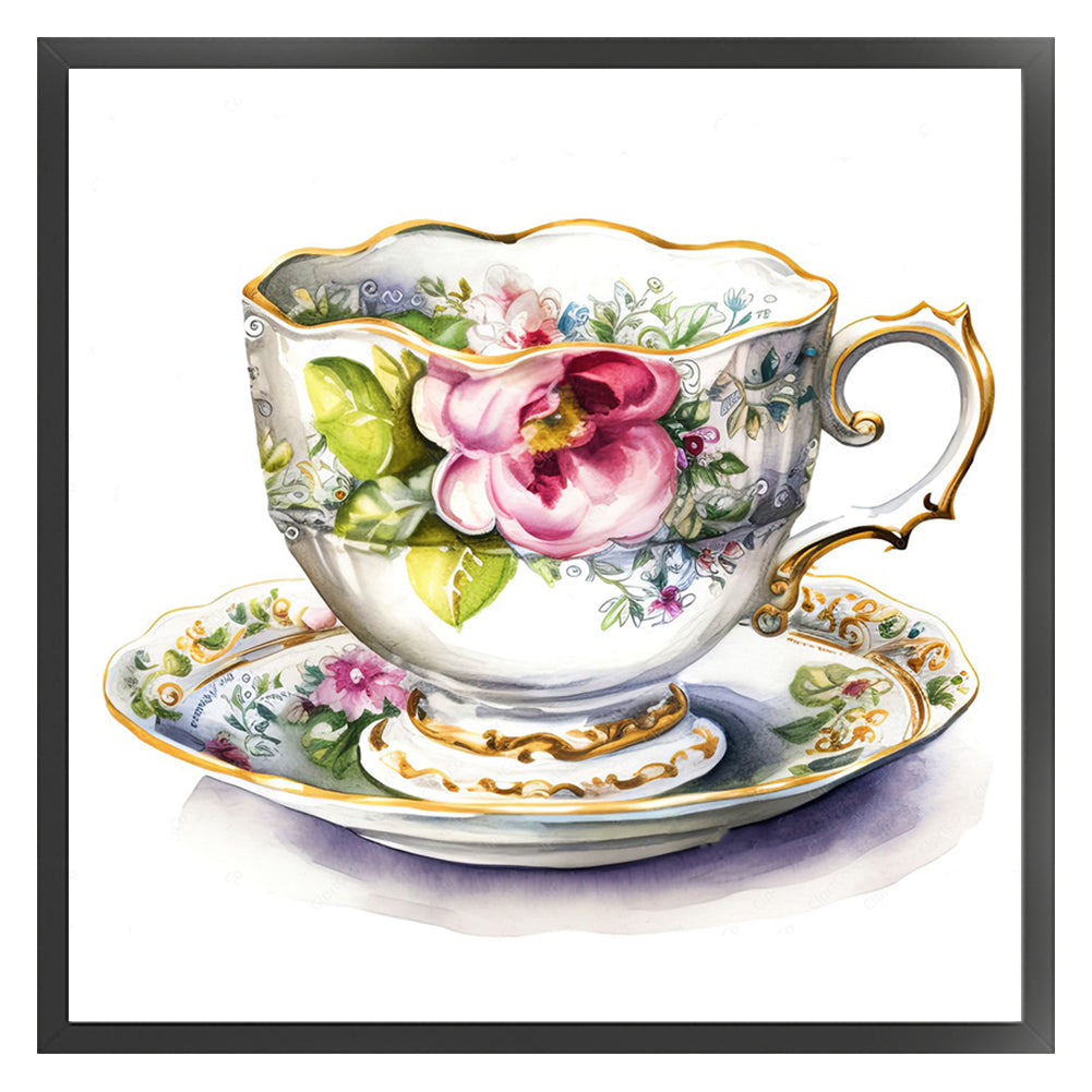 Flower Tea Cup - 14CT Stamped Cross Stitch 40*40CM