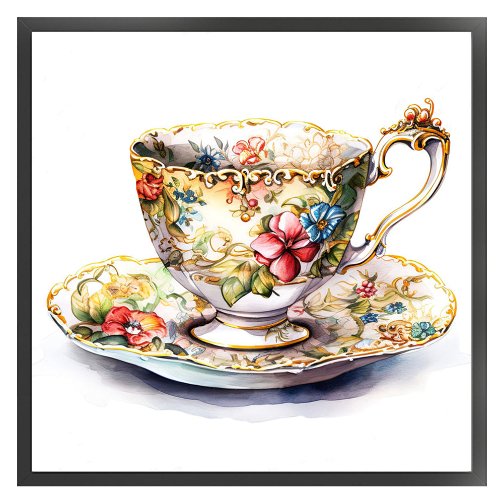 Flower Tea Cup - 14CT Stamped Cross Stitch 40*40CM