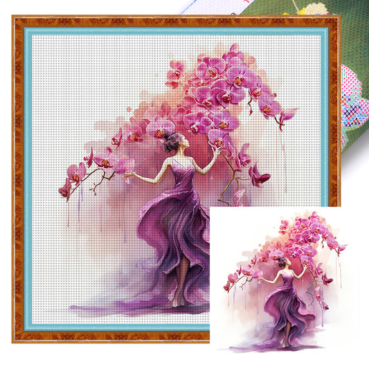 Orchid - 11CT Stamped Cross Stitch 40*40CM