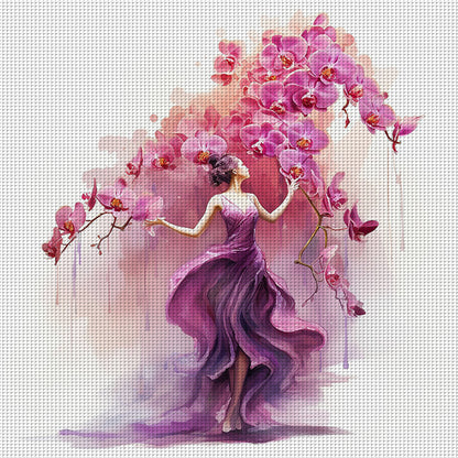 Orchid - 11CT Stamped Cross Stitch 40*40CM