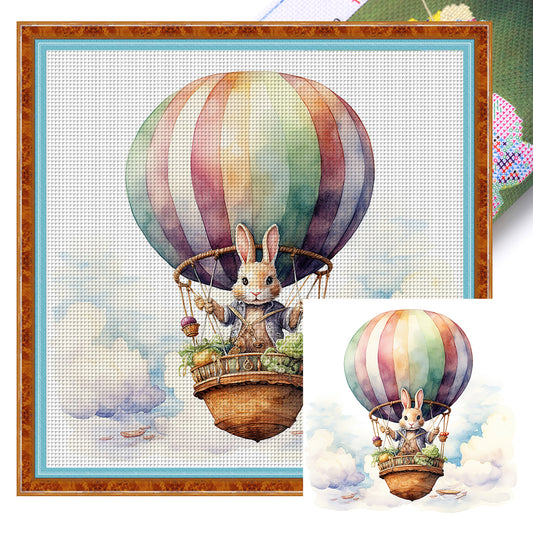 Easter Hot Air Balloon Bunny - 11CT Stamped Cross Stitch 40*40CM