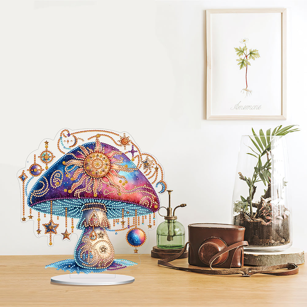 Mushroom Handmade Diamond Art Tabletop Decor Home Office Decor (Sun Mushroom)