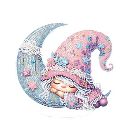 Special Shaped 5D Girl With Moon Diamond Art Tabletop Decor Bedroom Home Decor