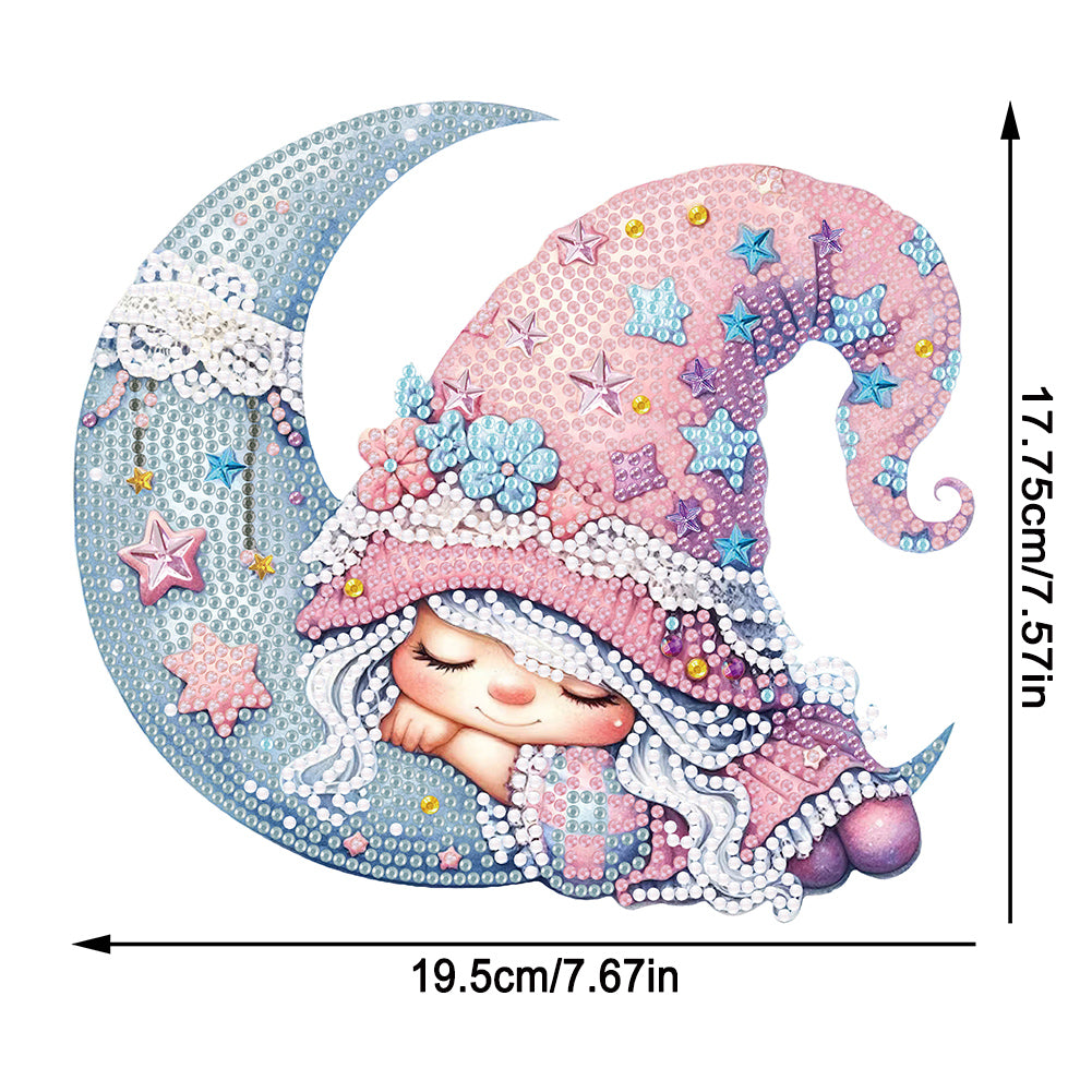 Special Shaped 5D Girl With Moon Diamond Art Tabletop Decor Bedroom Home Decor