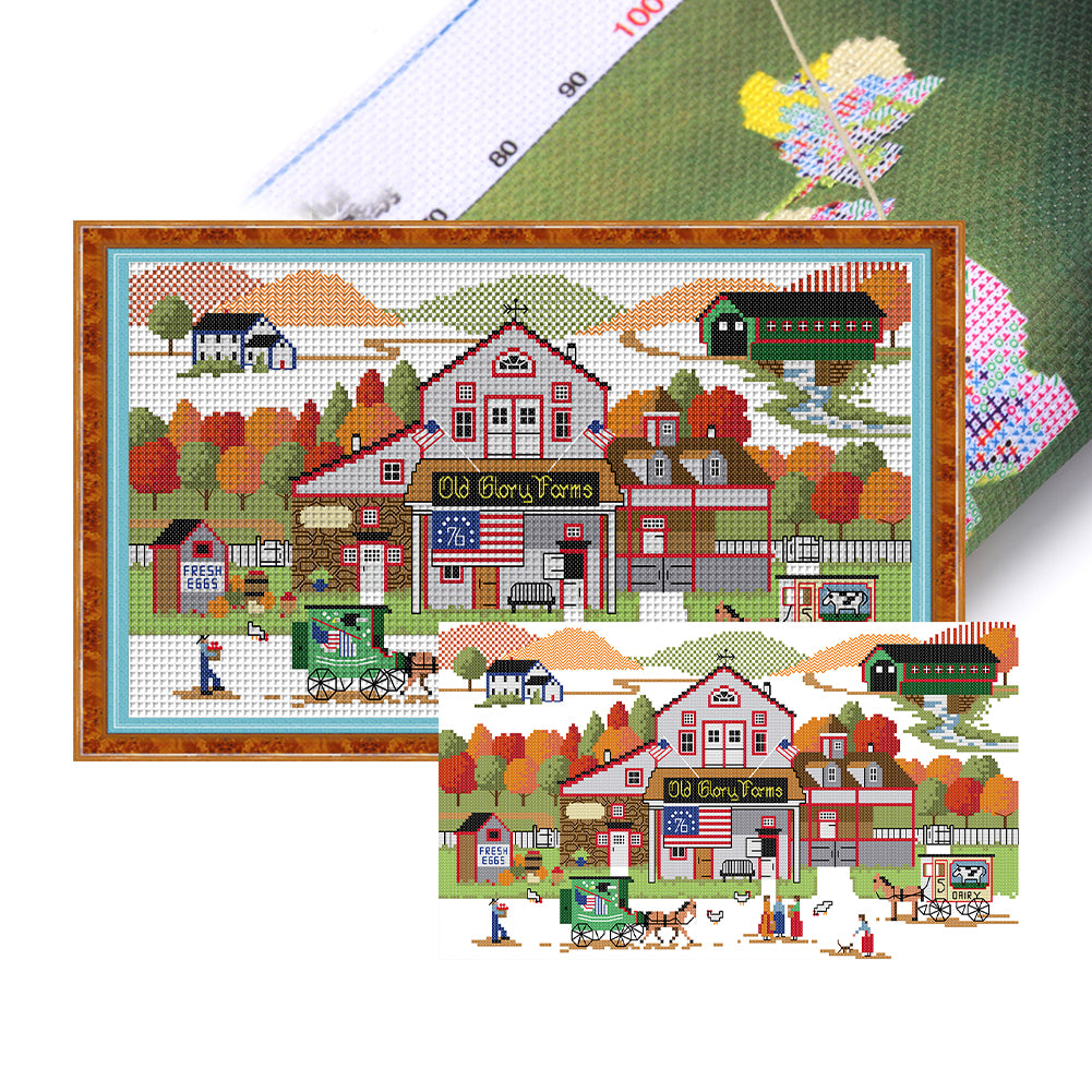 Glory Farm - 14CT Stamped Cross Stitch 44*26CM(Joy Sunday)