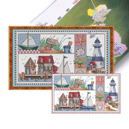 Seaside Impression - 14CT Stamped Cross Stitch 41*25CM(Joy Sunday)