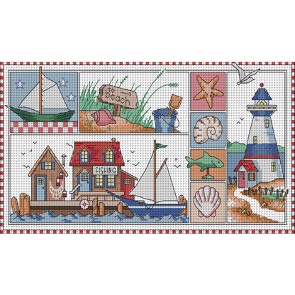 Seaside Impression - 14CT Stamped Cross Stitch 41*25CM(Joy Sunday)