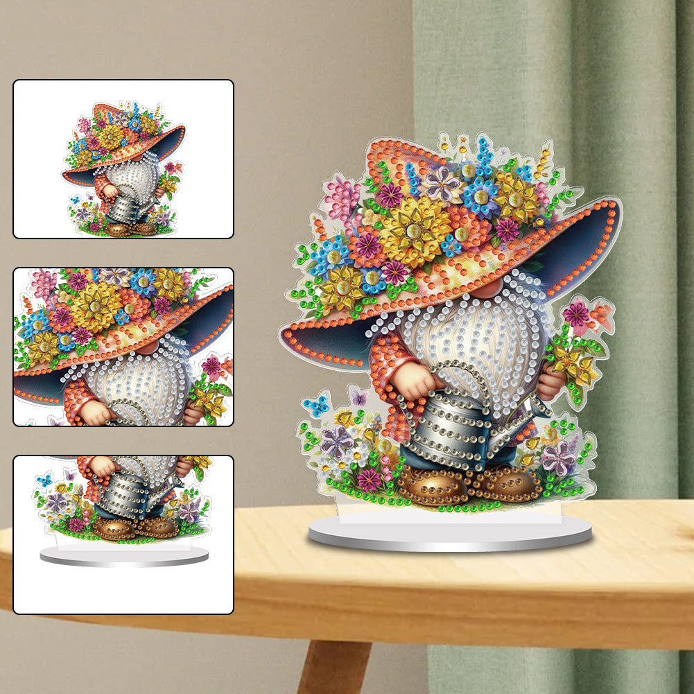 Single-Side Special Shape Spring Gnome Desktop Diamond Art Kits for Home Decor