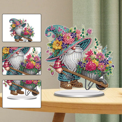 Single-Side Special Shape Spring Gnome Desktop Diamond Art Kits for Home Decor