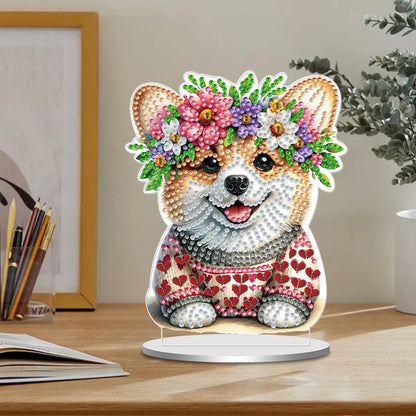Special Shape Single-Side 5D DIY Shiba Inu Puppy Diamond Art Tabletop Home Decor