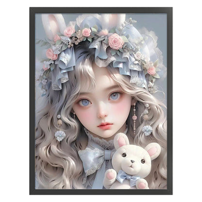 Girl And Bunny - 11CT Stamped Cross Stitch 50*65CM