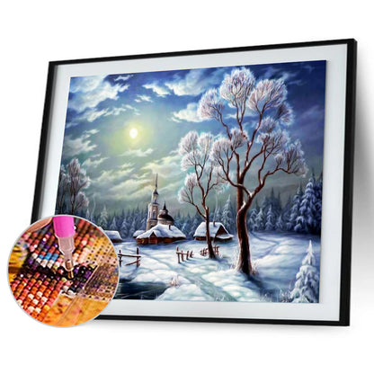 Snow Scene - Full Round Drill Diamond Painting 35*30CM