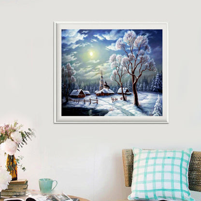 Snow Scene - Full Round Drill Diamond Painting 35*30CM