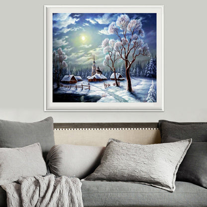 Snow Scene - Full Round Drill Diamond Painting 35*30CM