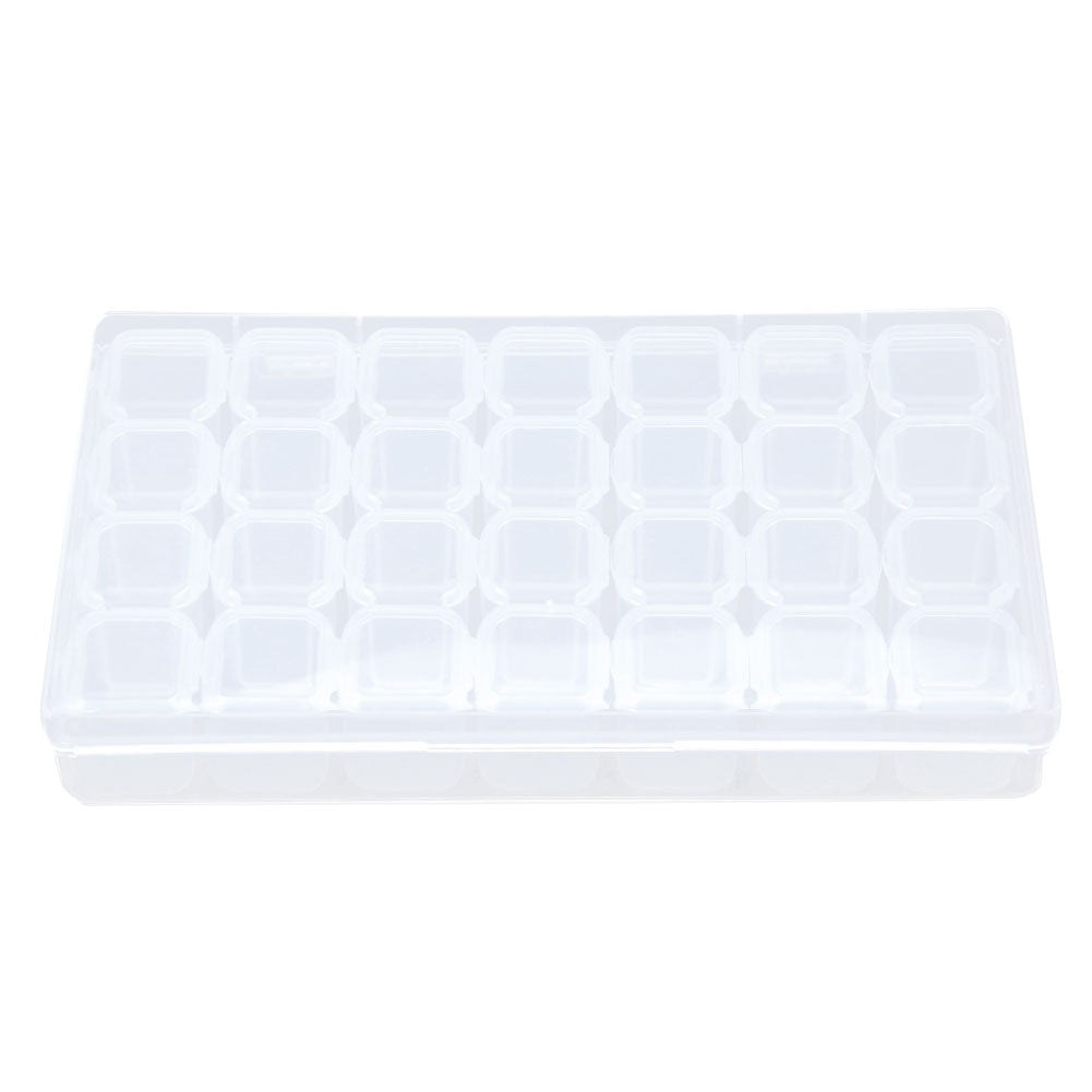 28 Slots Plastic Storage Box Nail Art Rhinestone Jewelry Display Case