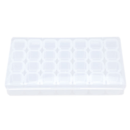 28 Slots Plastic Storage Box Nail Art Rhinestone Jewelry Display Case