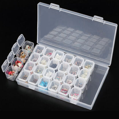 28 Slots Plastic Storage Box Nail Art Rhinestone Jewelry Display Case