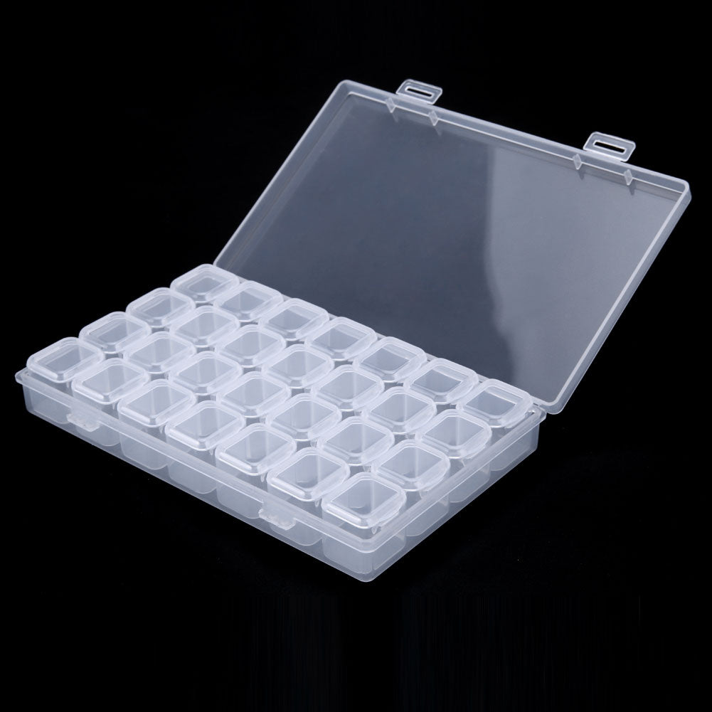 28 Slots Plastic Storage Box Nail Art Rhinestone Jewelry Display Case