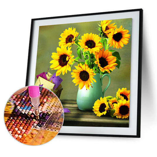 Sunflower Vase - Full Round Drill Diamond Painting 30*30CM