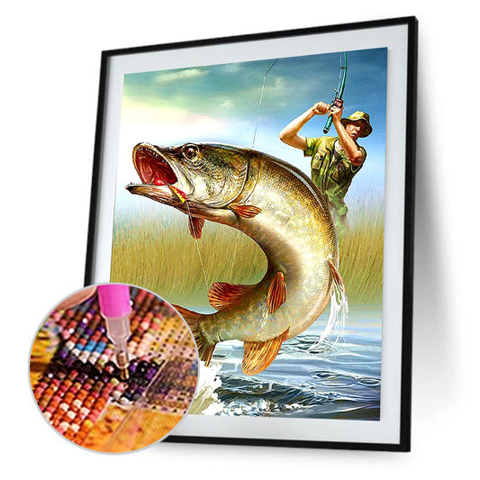 Fishing Landscape - Full Round Drill Diamond Painting 40*30CM