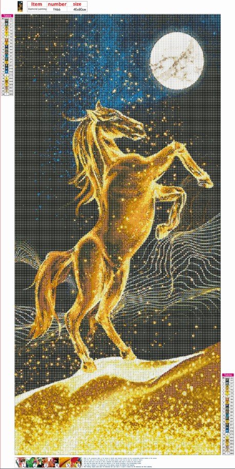 Golden Horse - Full Round Drill Diamond Painting 40*80CM