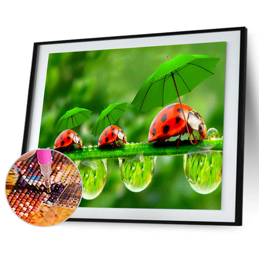 Leaf Ladybug - Full Round Drill Diamond Painting 40*30CM