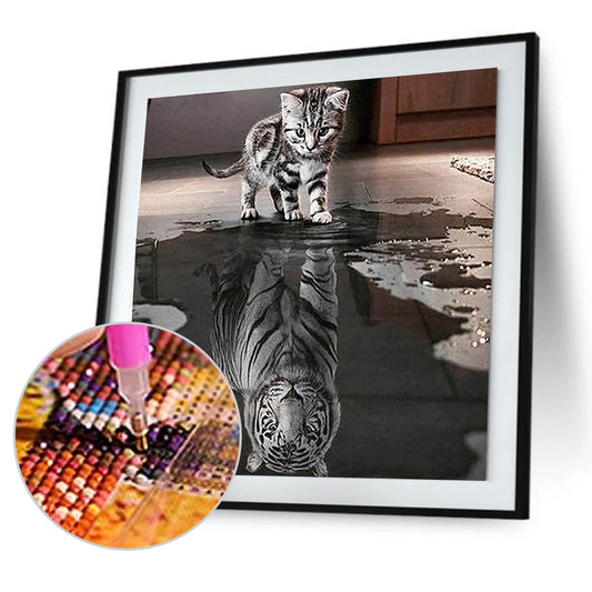 Cat Tiger - Full Round Drill Diamond Painting 30*30CM