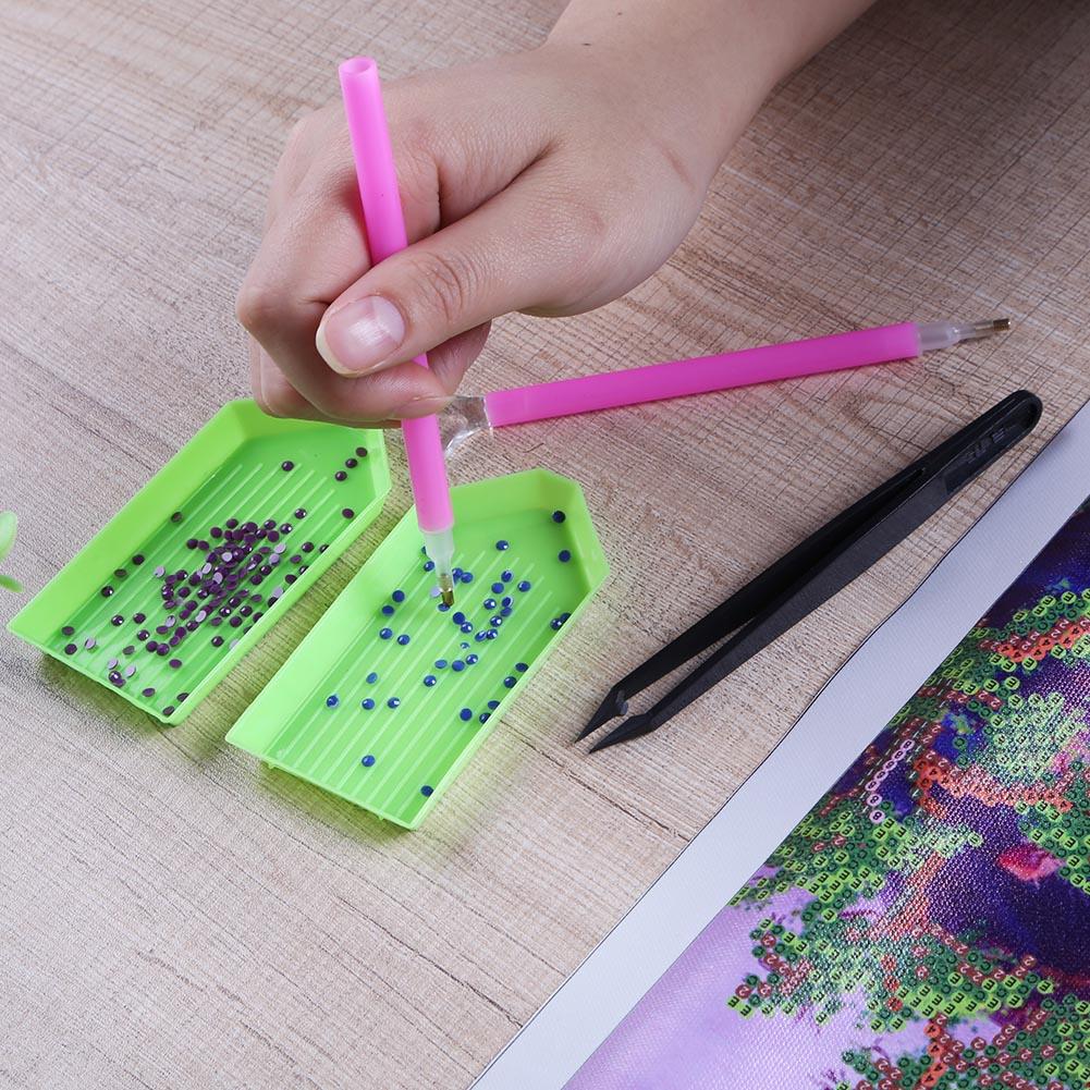 DIY Diamond Painting Tool Cross Stitch Tray Pen Glue Sewing Accessories Set