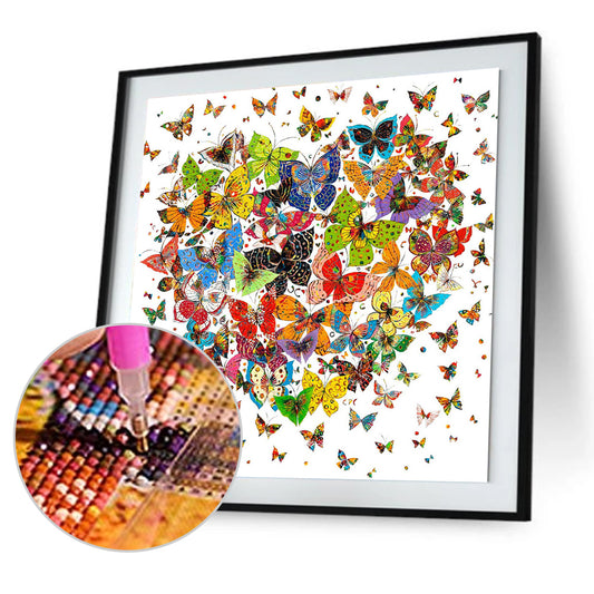 Butterfly Heart - Full Round Drill Diamond Painting 30*30CM