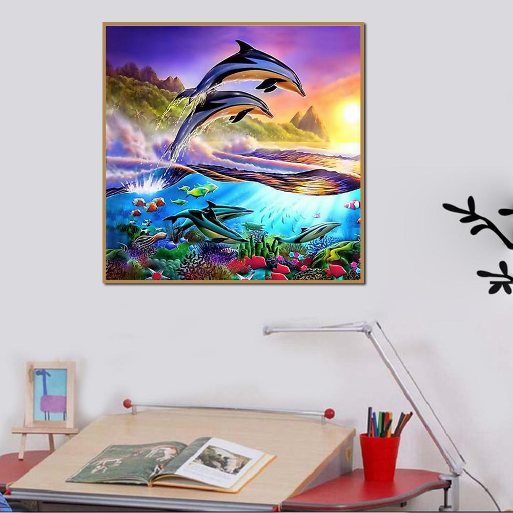 Dolphin - Full Round Drill Diamond Painting 30*30CM