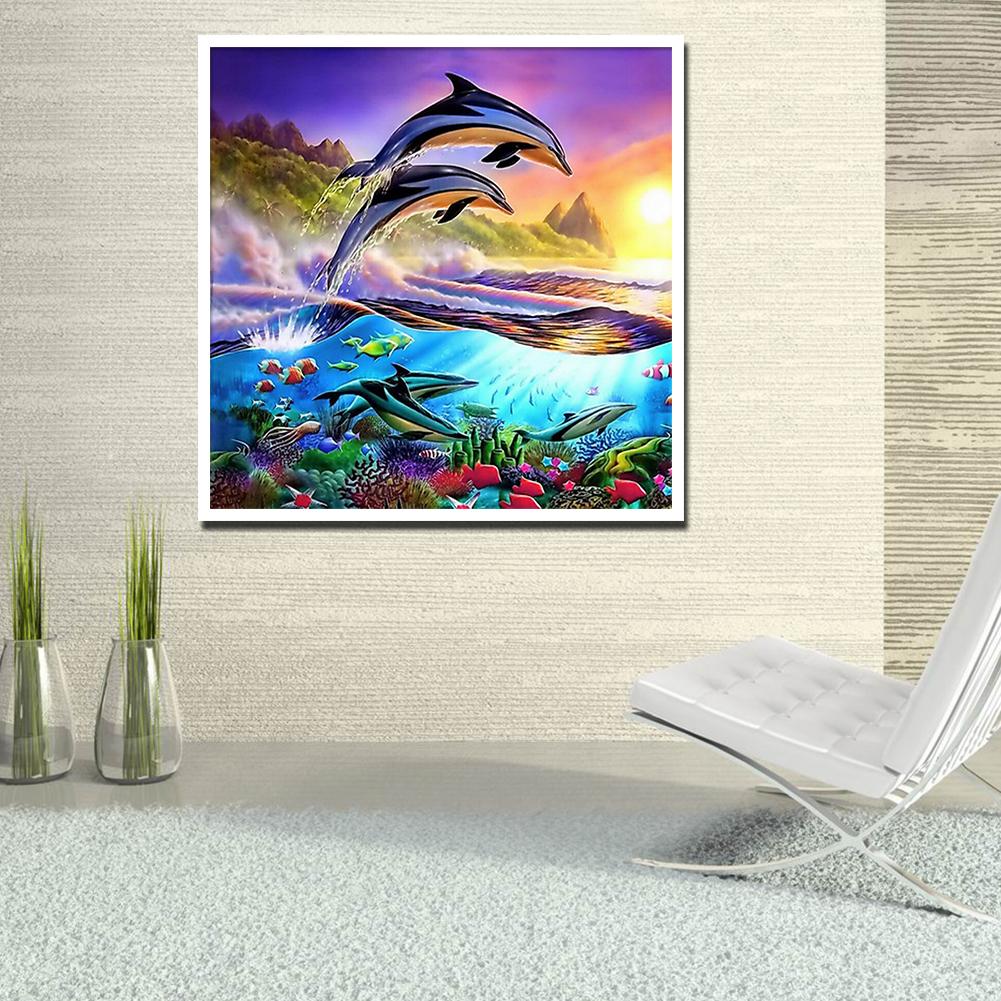 Dolphin - Full Round Drill Diamond Painting 30*30CM