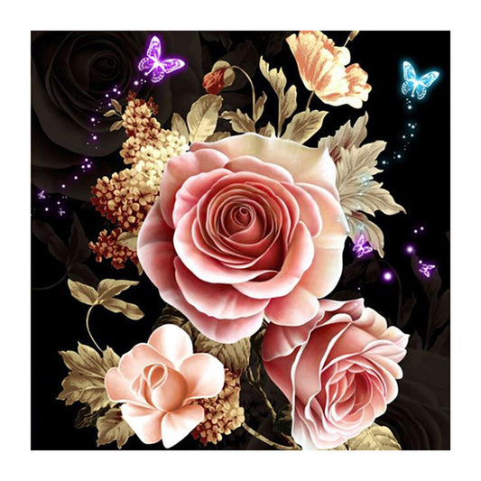 Butterfly Flowers - Full Round Drill Diamond Painting 30*30CM
