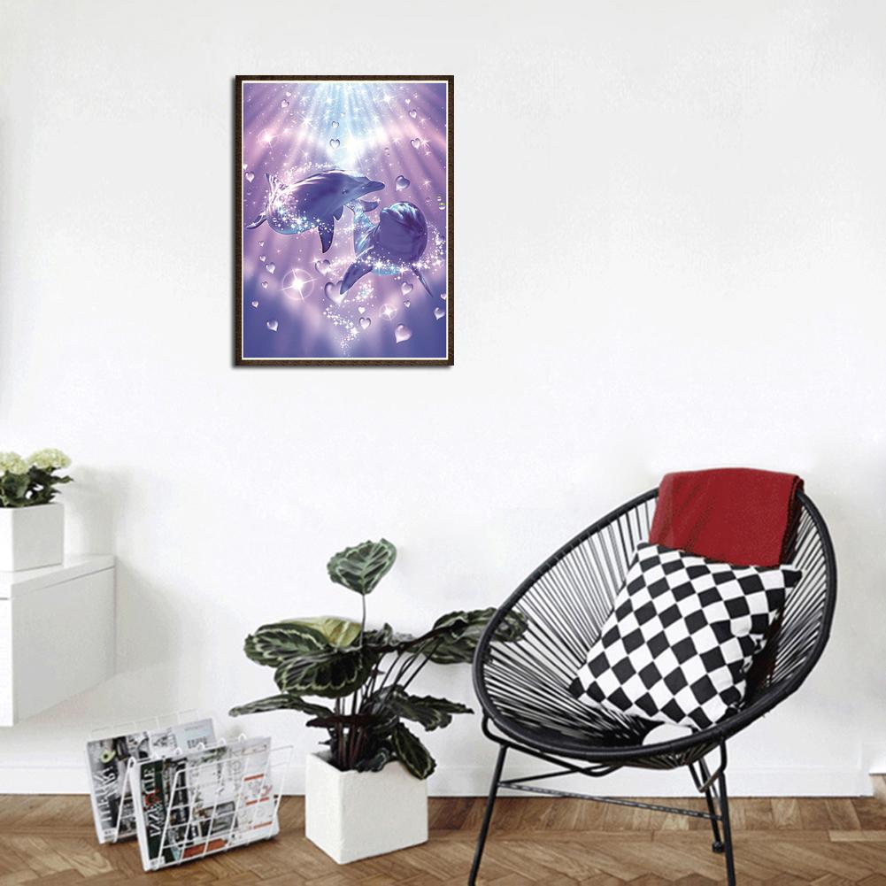 Dolphin Lovers - Full Round Drill Diamond Painting 30*40CM