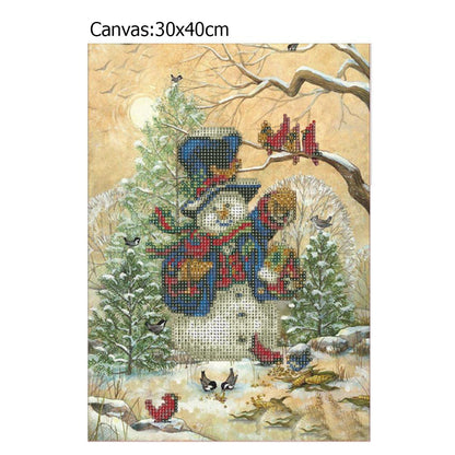 Christmas Snowman - Full Round Drill Diamond Painting 30*40 CM