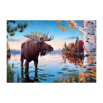 Lakeside Elk - Full Round Drill Diamond Painting 40*30 CM