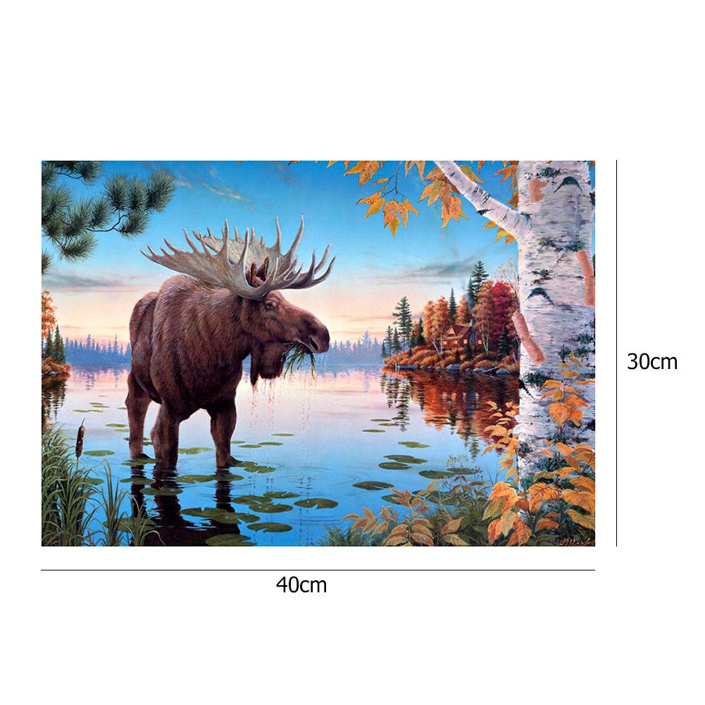 Lakeside Elk - Full Round Drill Diamond Painting 40*30 CM